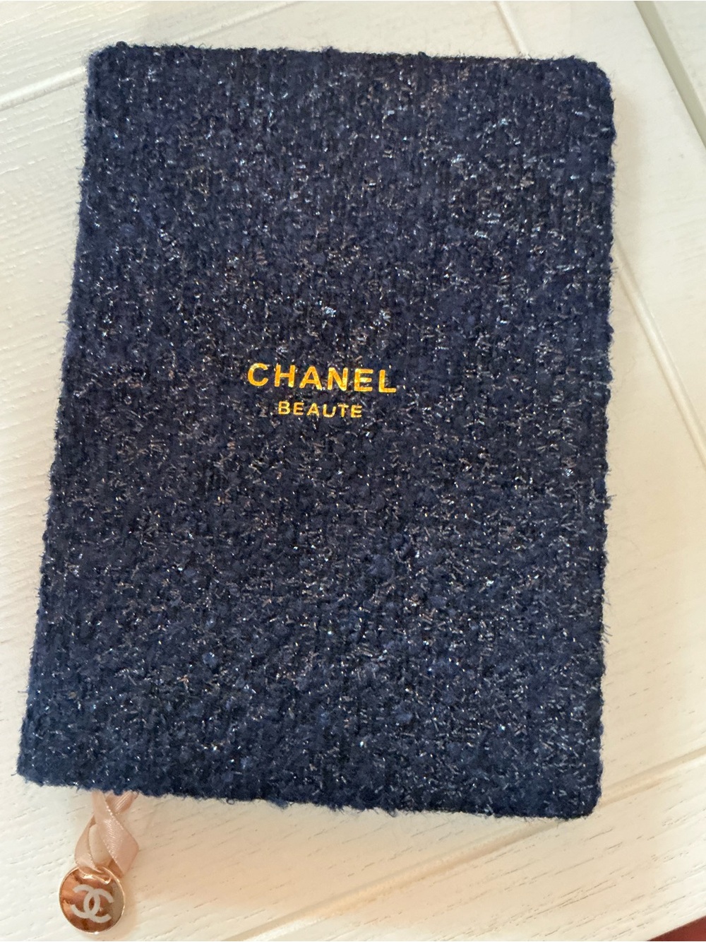 Chanel Beauty Deep Blue Bouclé Tweed Journal Notebook Gold CC Bookmark GWP - Picture 7 of 7